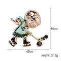 Cartoon Ice Hockey Player Brooch in Green or White Jersey view 5