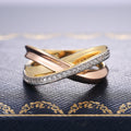 Tri-Color Interwoven Metal Band Ring Micro-Set CZ Line view 3