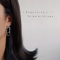 Double Loop Disc Chain Stud Earrings Silver Gold Tones view 3