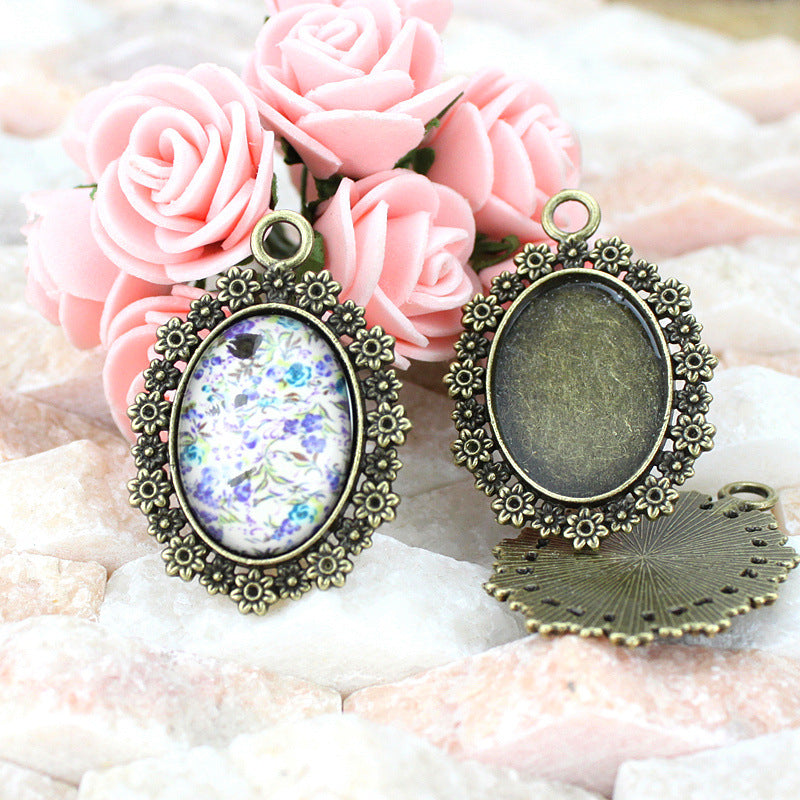 25x18mm Vintage Flower Cabochon Tray Bezel Setting