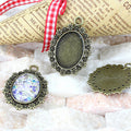 25x18mm Vintage Flower Cabochon Tray Bezel Setting