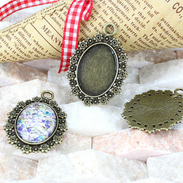 25x18mm Vintage Flower Cabochon Tray Bezel Setting