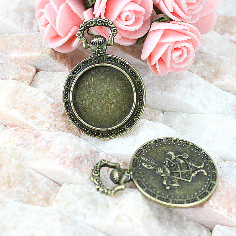 20mm Vintage Rabbit Pocket Watch Cabochon Tray Pendant Setting