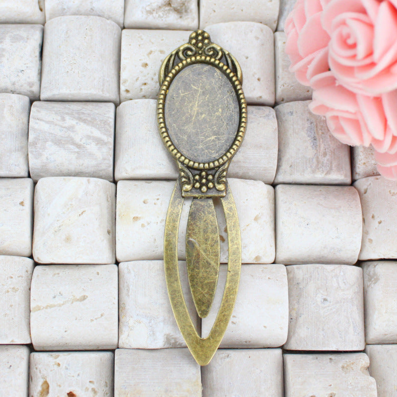 25x18mm Vintage Alloy Cabochon Bookmark Bezel Setting