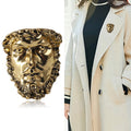 Sculpted Classical Face Brooch in Gold and Silver Tones view 2