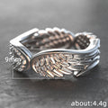 Silver Angel Wing Feather Band Ring Alloy Sizes 6-10 view 4
