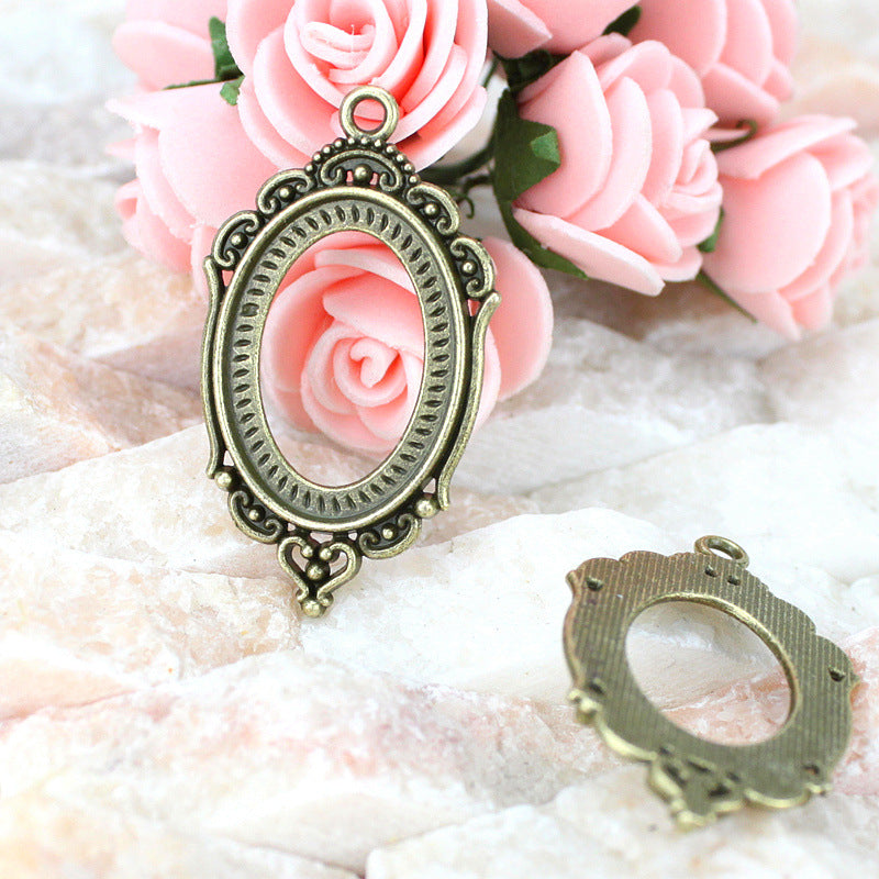 Vintage Oval Cabochon Tray Bezel Setting 18x25mm Alloy Pendant