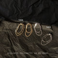Double Loop Disc Chain Stud Earrings Silver Gold Tones view 1