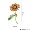 Green Gold Tone Sunflower Enamel Metal Brooch Pin 5.4 x 3.2 cm view 2