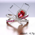 Red And Blue Teardrop Bow Stone Ring With Split Shank view 5