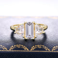 Clear Geometric Baguette Cluster Ring in Gold Tone view 2