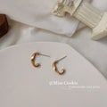 Matte Gold-Tone Open C-Shape Mini Hoop Stud Earrings Pair view 4