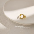 Gold Crystal Pave Open Circle Adjustable Ring Pair view 3