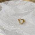 Gold Crystal Pave Open Circle Adjustable Ring Pair view 2