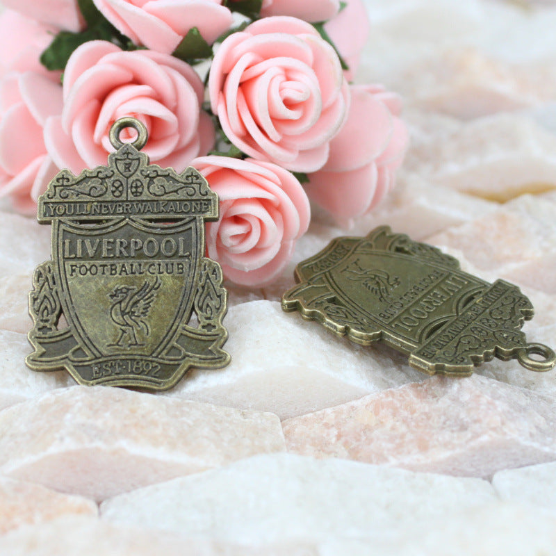 40x28mm Vintage Double-Sided Soccer Club Badge Charm Pendant