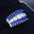 Blue Baguette and Clear Crystal Wide Band Statement Ring view 3