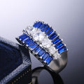 Blue Baguette and Clear Crystal Wide Band Statement Ring view 4
