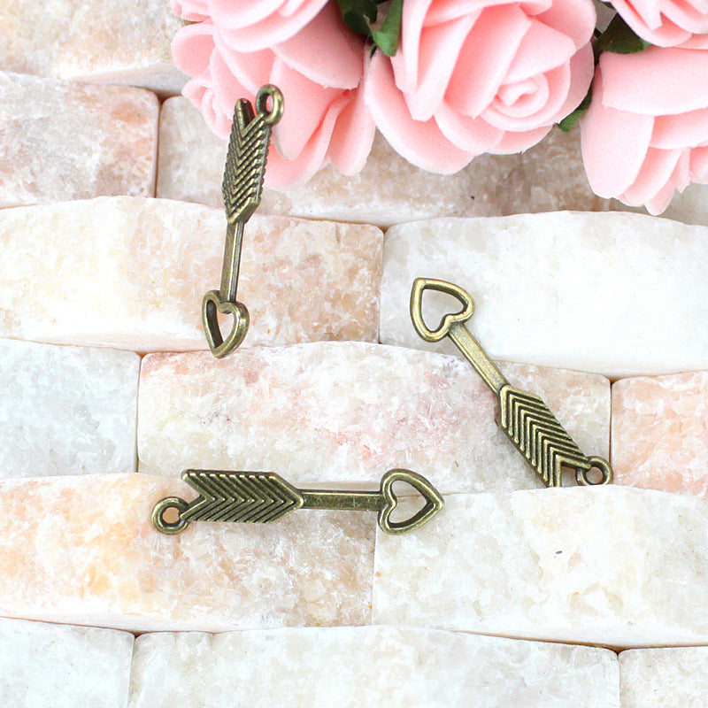 Vintage Double-Sided Heart Arrow Alloy Charm Pendant
