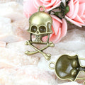 Vintage Alloy Skull Charm Pendant 38x21mm