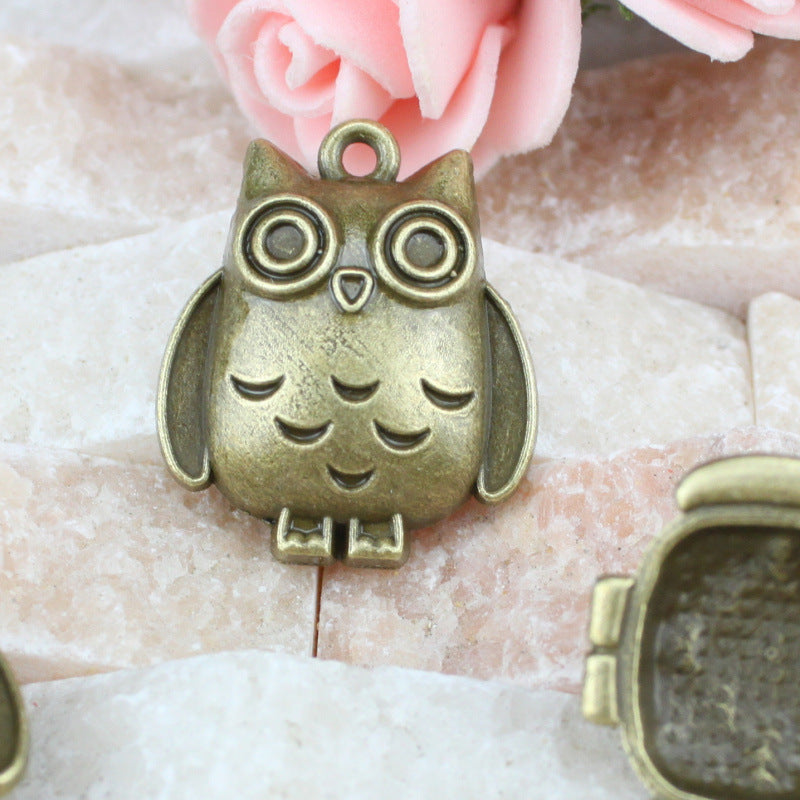 3D Owl Alloy Charm Pendant 25x21mm