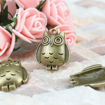 Plump Three Dimensional Owl Alloy Charm in 2 Metal Finishes