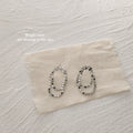 Double Loop Disc Chain Stud Earrings Silver Gold Tones view 6