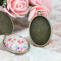 25x18mm Oval Alloy Cabochon Tray Pendant Bezel Setting
