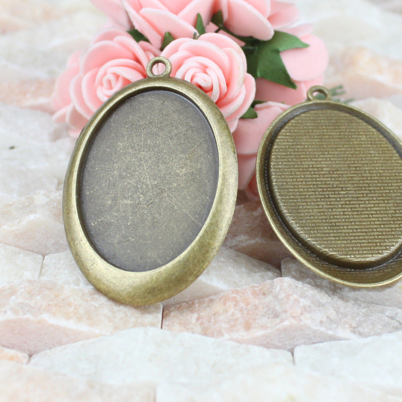 30x40mm Vintage Oval Cabochon Tray Bezel Setting Pendant