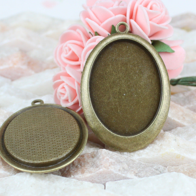 30x40mm Vintage Oval Cabochon Tray Bezel Setting Pendant