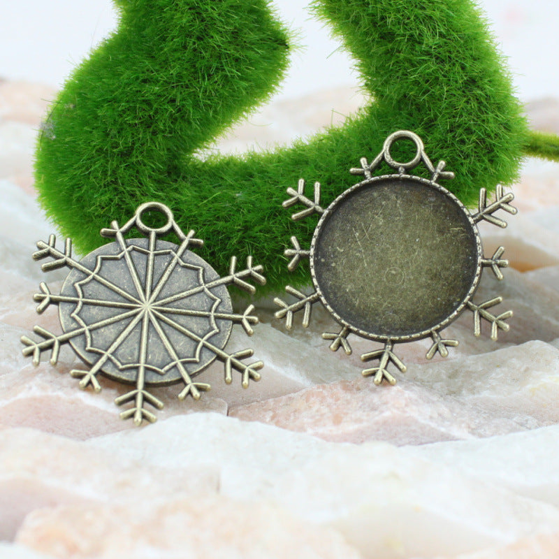 25mm Snowflake Alloy Cabochon Tray Bezel Setting Pendant Base