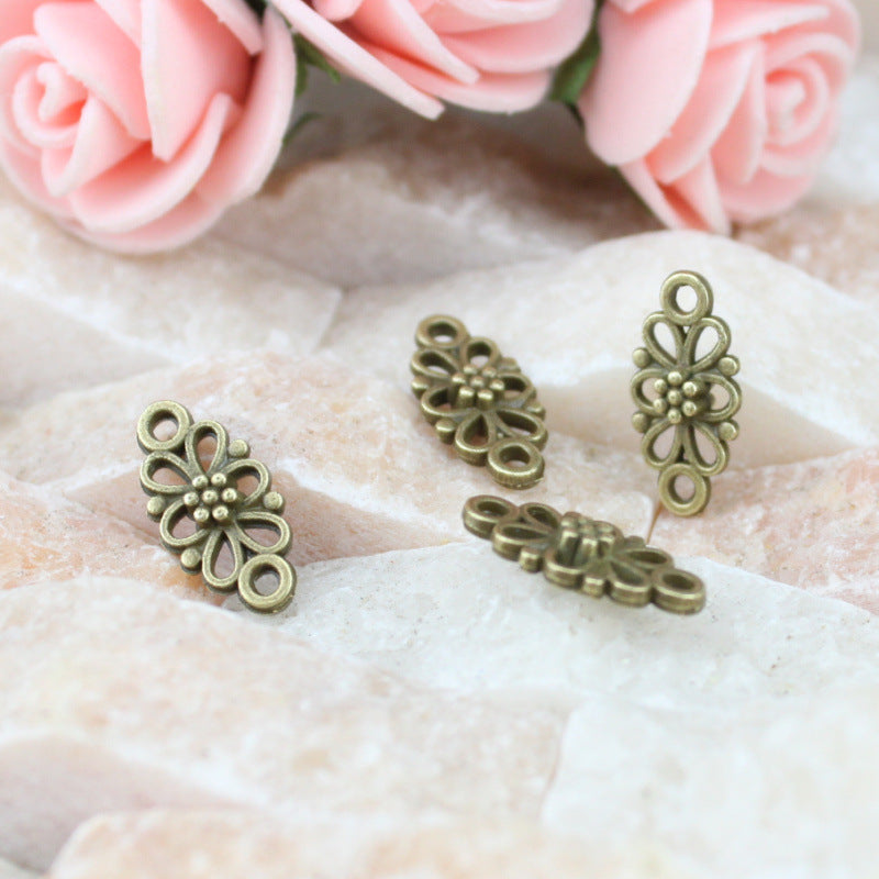 Alloy Flower Connector Charm 16x8mm