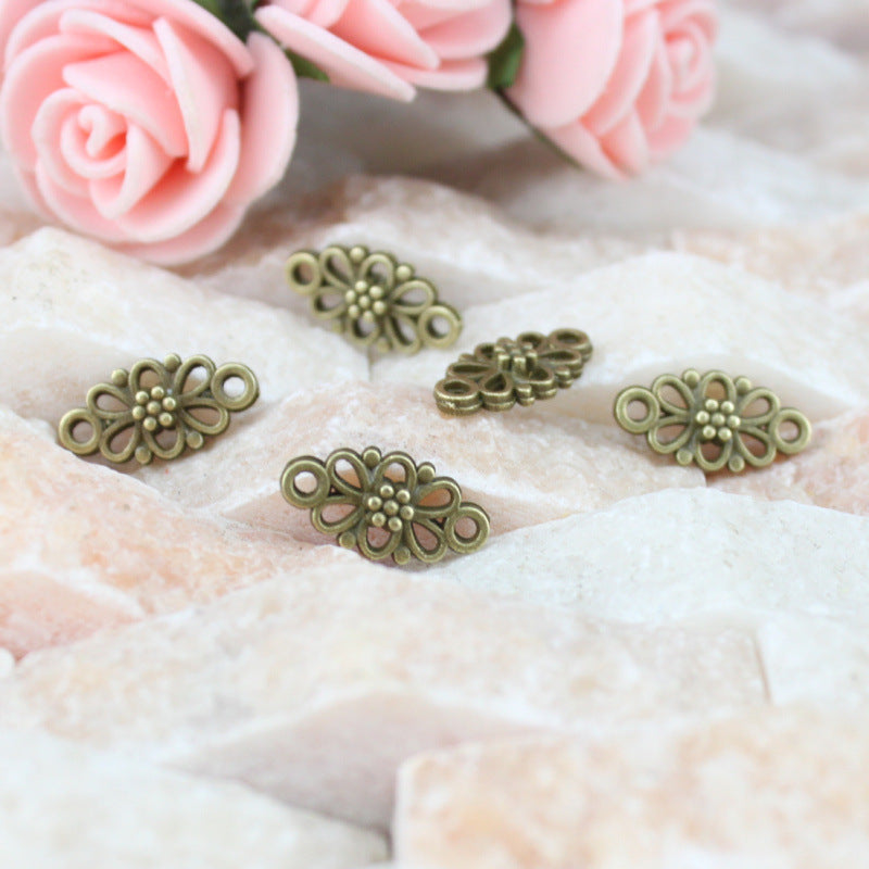 Alloy Flower Connector Charm 16x8mm