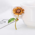 Green Gold Tone Sunflower Enamel Metal Brooch Pin 5.4 x 3.2 cm view 3