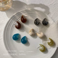 Chunky Crescent Stud Earrings In Blue Ivory Green And Amber view 4