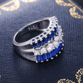 Blue Baguette and Clear Crystal Wide Band Statement Ring view 2
