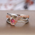 Pink Round Stone Swirl Ring in Two Tone Finish Jewelry Accessory view 4