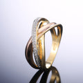 Tri-Color Interwoven Metal Band Ring Micro-Set CZ Line view 4
