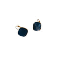 Navy Blue Cushion Square Gold Rim Drop Hook Earrings view 5