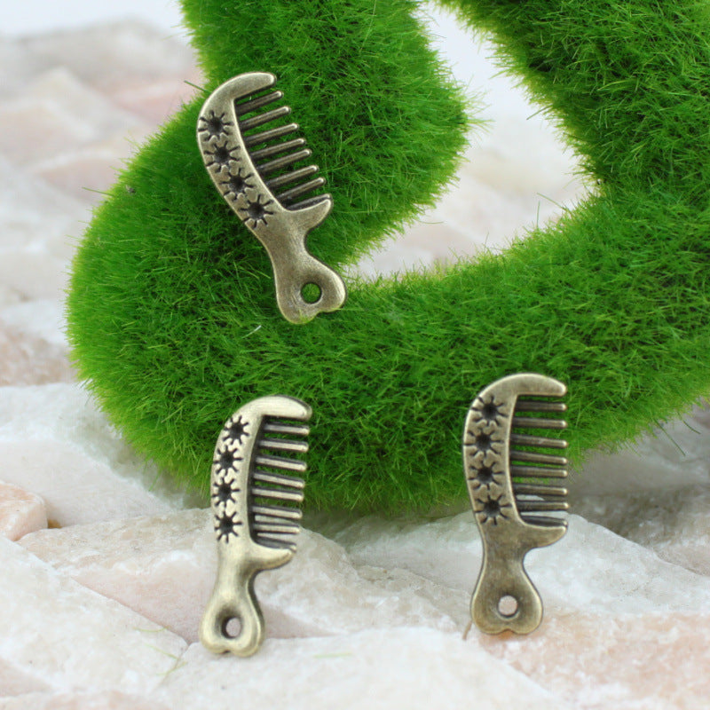 26x10mm Vintage Alloy Mini Heart Comb Charm Pendant