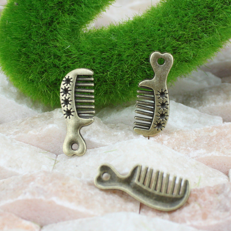26x10mm Vintage Alloy Mini Heart Comb Charm Pendant