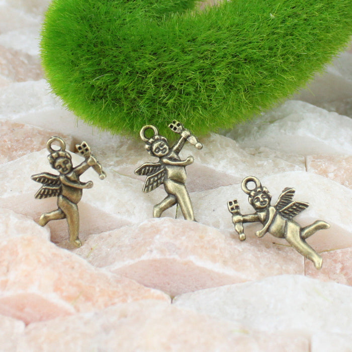 Vintage Torch Angel Alloy Charm Pendant 23x15mm