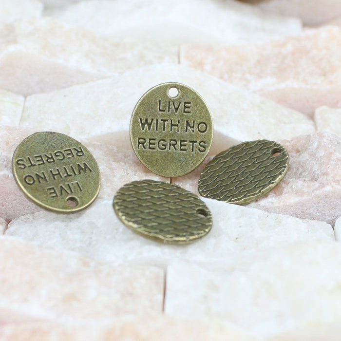 Oval Textured Message Tag Alloy Charm in 2 Metal Finishes