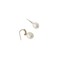 Gold Fishhook Baroque White Freshwater Pearl Drop Earrings view 5