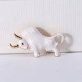 Long Horn Bull Enamel Brooch in Blue or White With Gold Trim view 7