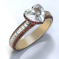 Clear Heart Stone Double Band Ring in Gold Tone Jewelry Accessory view 1