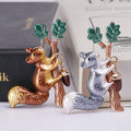 Squirrel on Branch Brooch Acorn Drop Enamel Pin Brown Grey view 4