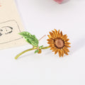 Green Gold Tone Sunflower Enamel Metal Brooch Pin 5.4 x 3.2 cm view 4