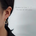 Gold Floral Wreath Circle Drop Earrings Clear Stone Accents view 2
