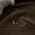 Matte Gold-Tone Open C-Shape Mini Hoop Stud Earrings Pair view 1