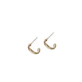 Matte Gold-Tone Open C-Shape Mini Hoop Stud Earrings Pair view 5